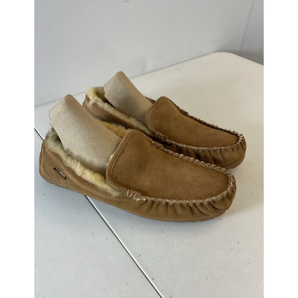 Men's L.L.Bean Wicked‎ Good Slippers Venetian Brown 12M Shearling Cabin lounge